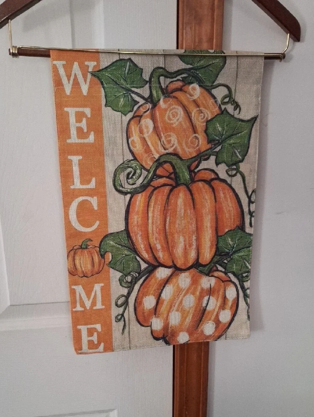 Amazon Orange & Green Pumpkin Welcome Tapestry